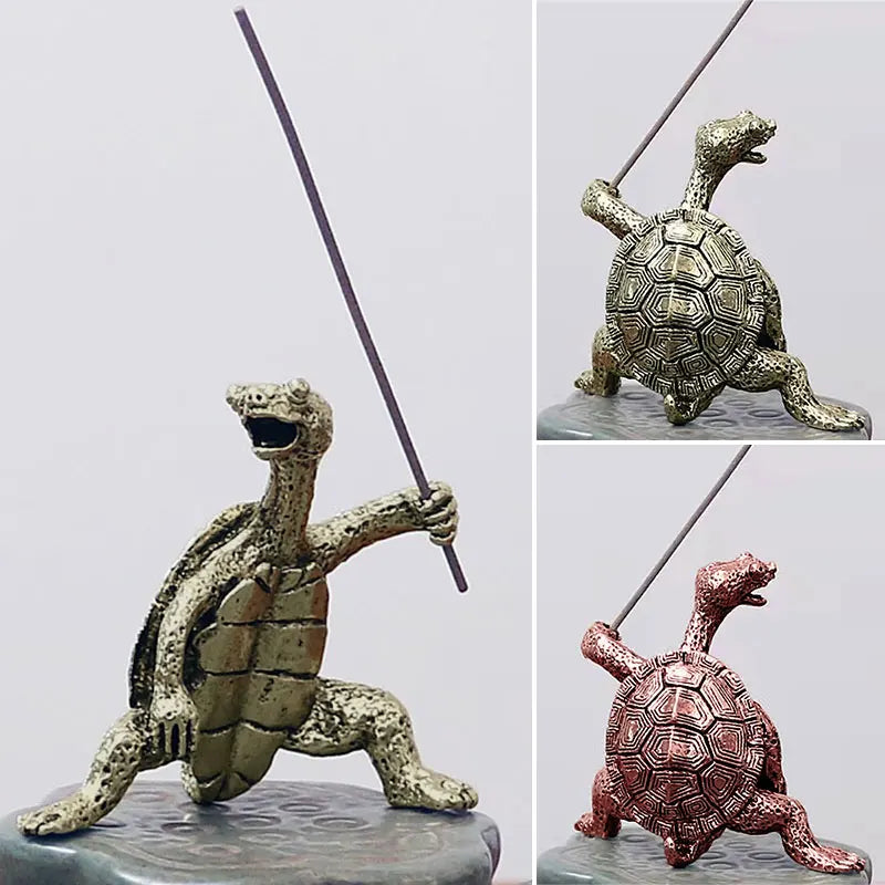 1PC Mini Metal Turtle Shape Incense Stick Meditation Buddha Sandalwood Stick Holder Funny Animal Incense Holders Home Decor